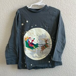 Mini Boden Long Sleeve Santa Shirt Size 5-6